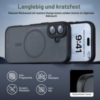 Nupcknn kryt na iPhone 17 s MagSafe, 3 tvrdenými sklami (HD a ochranné sklo proti nahliadnutiu), priehľadný matný čierny nárazuvzdorný tenký obal na telefón s ochranou fotoaparátu 9