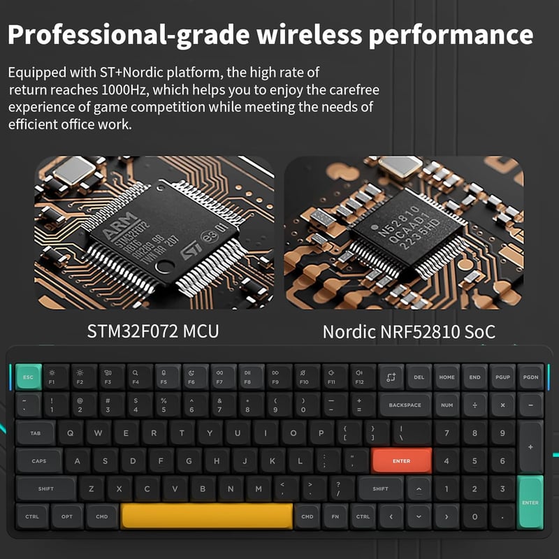 nuphy Air96 V2 Wireless Mechanikus Billentyűzet RGB, Hot-Swap, Gateron Brown