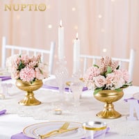 NUPTIO 2 db Mini Fém Urna Váza Esküvői Asztali Dekoráció Virágváza 12,6 cm Trombita Forma 5