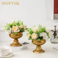 NUPTIO 2 db Mini Fém Urna Váza Esküvői Asztali Dekoráció Virágváza 12,6 cm Trombita Forma 8