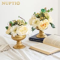 NUPTIO 2 db Mini Fém Urna Váza Esküvői Asztali Dekoráció Virágváza 12,6 cm Trombita Forma 2