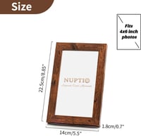 NUPTIO 3 db Fa Képkeret 10x15 cm, Írható Vintage Fotókeret Barna Asztali Dekoráció 5