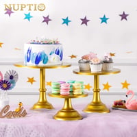 NUPTIO 3 Részes Kerek Fém Tortaállvány Szett - Arany Színű Sütemény és Desszert Tartó, Többfunkciós Kínáló, 20-30 cm 7
