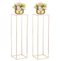 NUPTIO Vaze Aurii pentru Nunta de Aur, Decor de Masă cu Tavă Acrilică - 2 buc. Suport Metalic Geometric pentru Flori, 100 cm Înălțime, pentru Decorațiuni Evenimente Aniversare 1
