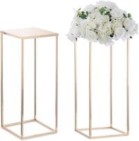 Nuptio Arany Fém Váza Szett - 60 cm Magas Geometrikus Virágtartó Állvány Esküvői Dekorációhoz, Rendezvényekhez - 2 db Négyszögletes Padlóváz 1
