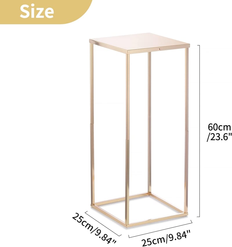 Nuptio Arany Fém Váza Szett - 60 cm Magas Geometrikus Virágtartó Állvány Esküvői Dekorációhoz, Rendezvényekhez - 2 db Négyszögletes Padlóváz