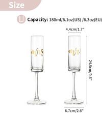 NUPTIO Arany Pezsgőspohár Szett Mr & Mrs Felirattal - 2 db Elegáns Gravírozott Üvegpohár Esküvőre, Évfordulóra, Eljegyzésre 5