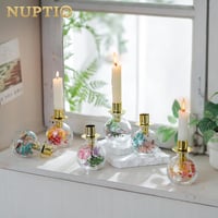 NUPTIO arany üveg gyertyatartó szárított virágokkal, adventi koszorú, asztali dekoráció 2