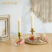 NUPTIO arany üveg gyertyatartó szárított virágokkal, adventi koszorú, asztali dekoráció 3