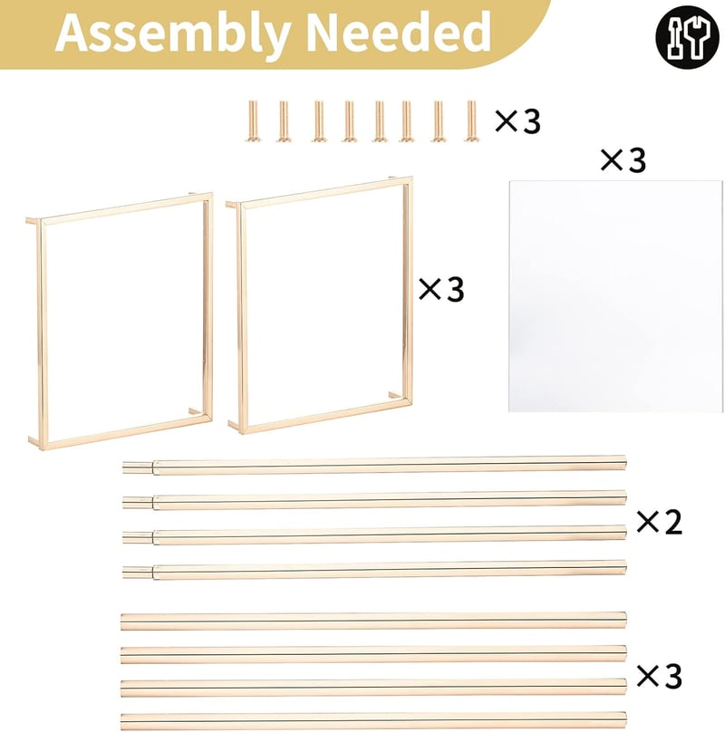 Nuptio arany váza esküvői dekorációhoz 3 db magas fém virágállvány 40-80 cm