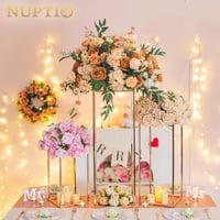 Nuptio arany váza esküvői dekorációhoz 3 db magas fém virágállvány 40-80 cm 9