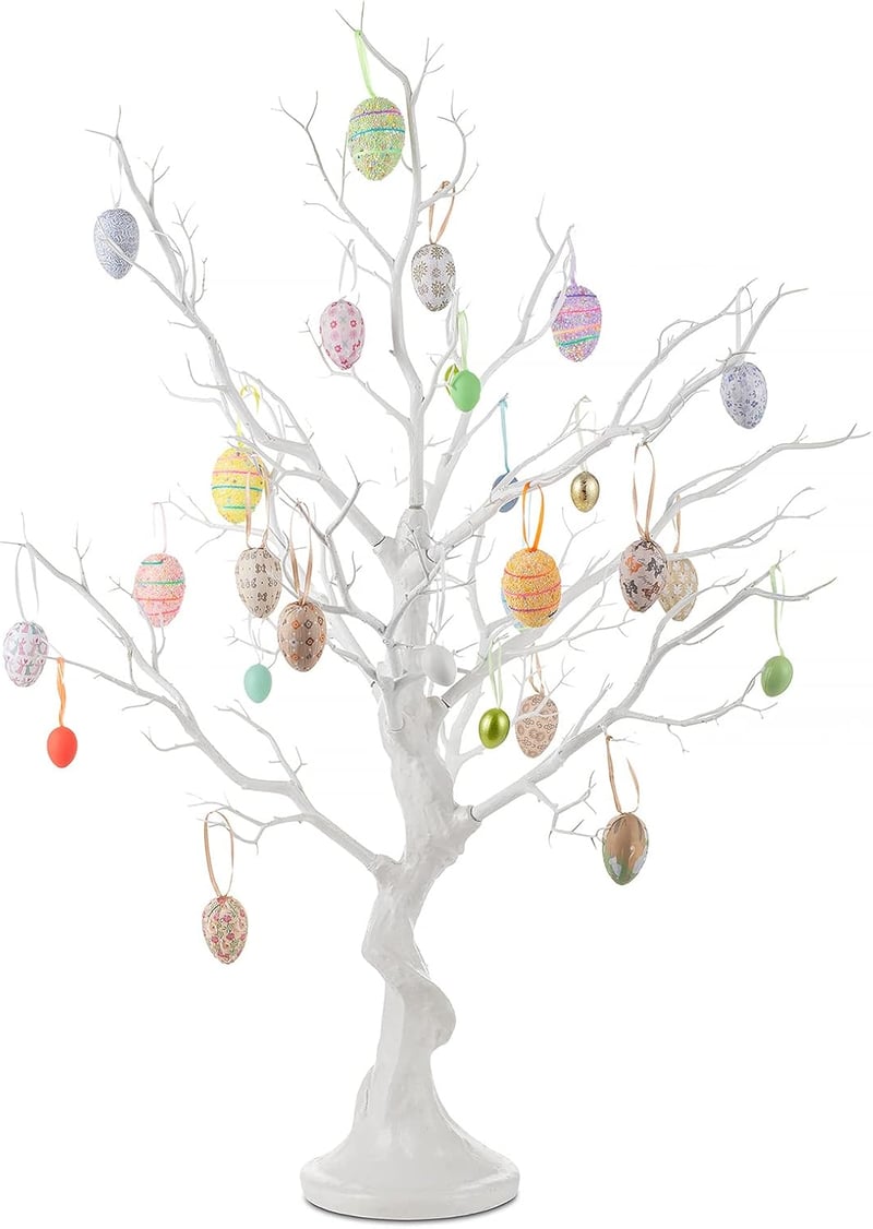 Nuptio Fehér Műfa 80 cm - Dekorációs Ágfa Esküvőre, Karácsonyra, Húsvétra, Halloweenre - Beltéri és Kültéri Díszfa Asztali Dekorációhoz