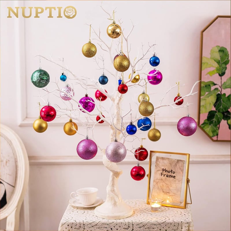 Nuptio Fehér Műfa 80 cm - Dekorációs Ágfa Esküvőre, Karácsonyra, Húsvétra, Halloweenre - Beltéri és Kültéri Díszfa Asztali Dekorációhoz