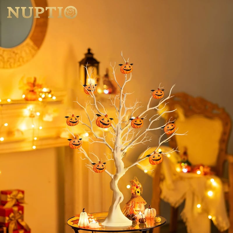 Nuptio Fehér Műfa 80 cm - Dekorációs Ágfa Esküvőre, Karácsonyra, Húsvétra, Halloweenre - Beltéri és Kültéri Díszfa Asztali Dekorációhoz