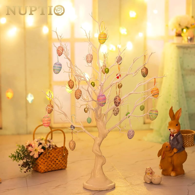 Nuptio Fehér Műfa 80 cm - Dekorációs Ágfa Esküvőre, Karácsonyra, Húsvétra, Halloweenre - Beltéri és Kültéri Díszfa Asztali Dekorációhoz