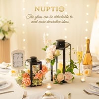 NUPTIO Fekete Fém Lámpás 24 cm - Kültéri-Beltéri Gyertyatartó, Időjárásálló Kerti Dekoráció, Sírmécsestartó, Karácsonyi Dísz 2