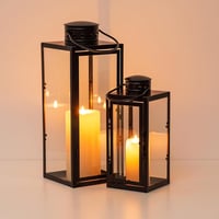 NUPTIO Fekete Fém Lámpás 24 cm - Kültéri-Beltéri Gyertyatartó, Időjárásálló Kerti Dekoráció, Sírmécsestartó, Karácsonyi Dísz 8