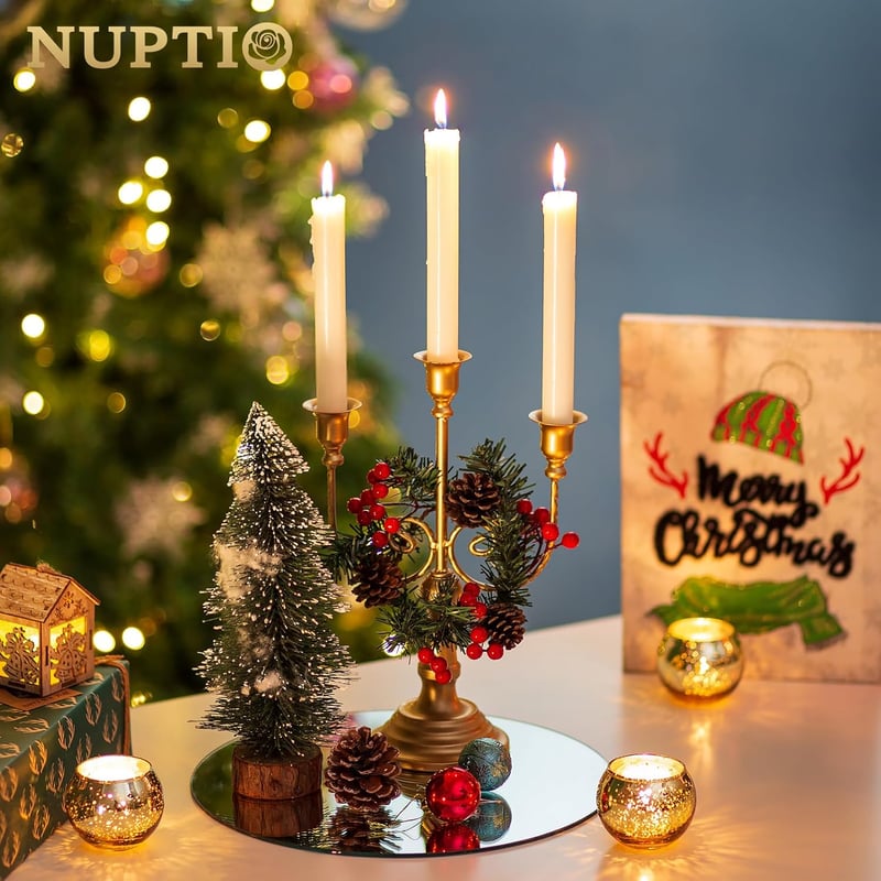 NUPTIO Kerek Tükör Üvegtálca - 12 db 30 cm-es Tükrös Alátét Gyertyákhoz, Esküvői Asztaldíszekhez, Lakásdekorációhoz