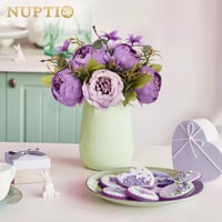 NUPTIO Művirág Bazsarózsa Gömbök - 2 db 24 cm Lila Selyem Virágdekoráció Esküvői Asztaldíszhez, Lakásdekorációhoz, Rendezvényekhez 3