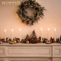 NUPTIO üveg gyertyatartó szett 6 db taper gyertya dekoráció esküvő party asztal 3