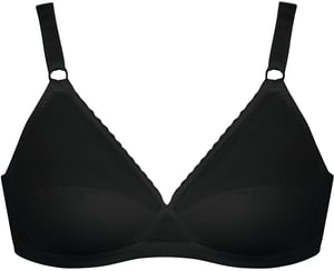 Sutien Nur Die Comfort fără armătură, cu dantelă, cupă moale, susținere fermă - mărimea 80B, negru