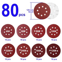 Nutabevr 80 darabos csiszolópapír szett 125mm, 8 lyukas, örvéncsiszoló korongok, 40-320 szemcseméret 3