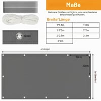Vela de umbrire NUTKIT, impermeabilă, 1,5x2 m, formă dreptunghiulară, protecție termică, antracit, pânză de umbrire pentru terasă exterioară 2