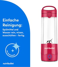 NutriBullet Hordozható Smoothie Mixer 475ml BPA-Mentes Pohár Vezeték Nélküli Töltöltethető 6