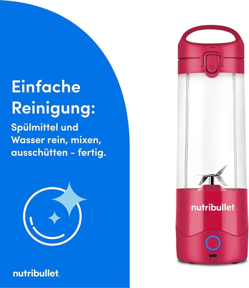 NutriBullet Hordozható Smoothie Mixer 475ml BPA-Mentes Pohár Vezeték Nélküli Töltöltethető