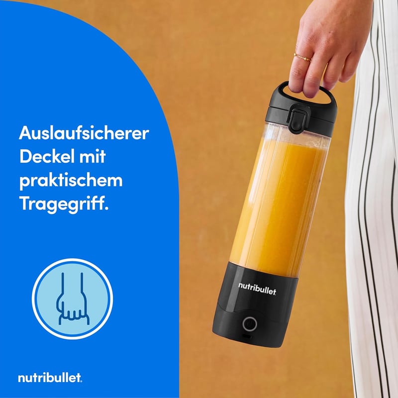 NutriBullet Portable 475ml Smoothie Maker Wireless Akkumulátoros Mini Mixer Fekete