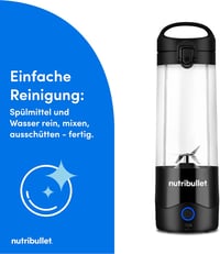 NutriBullet Portable 475ml Smoothie Maker Wireless Akkumulátoros Mini Mixer Fekete 6