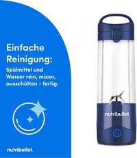NutriBullet Portable 475ml Smoothie Maker Wireless Akkumulátoros Mini Mixer Kék 7