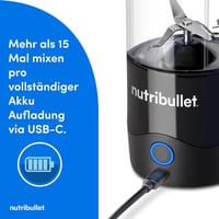 NutriBullet Portable 475ml Smoothie Maker Wireless Akkumulátoros Mini Mixer Fekete 3