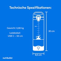 NutriBullet Portable NBP003LG Hordozható Turmixgép 475ml, Újratölthető, USB-C, Világoszöld 7