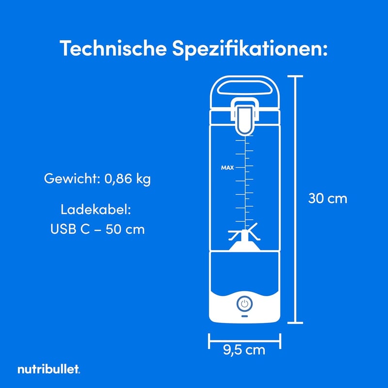 NutriBullet Portable NBP003LG Hordozható Turmixgép 475ml, Újratölthető, USB-C, Világoszöld