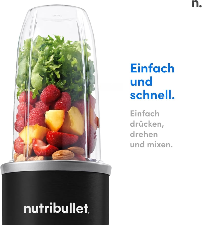NutriBullet Pro 900W Turmixgép Fekete - Gyors Smoothie Készítő 700ml Pohárral