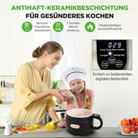 NutriChef 1.6L Hordozható Elektromos Rizsfőző & Ebédkészítő 6 Funkcióval Fekete 3