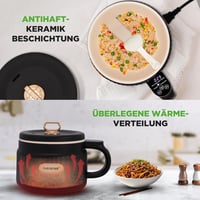 NutriChef 1.6L Hordozható Elektromos Rizsfőző & Ebédkészítő 6 Funkcióval Fekete 6
