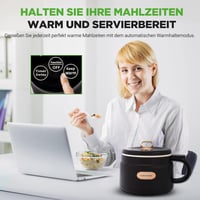 NutriChef 1.6L Hordozható Elektromos Rizsfőző & Ebédkészítő 6 Funkcióval Fekete 4