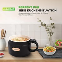 NutriChef 1.6L Hordozható Elektromos Rizsfőző & Ebédkészítő 6 Funkcióval Fekete 7