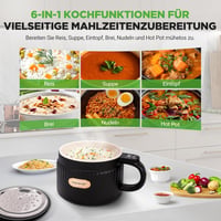 NutriChef 1.6L Hordozható Elektromos Rizsfőző & Ebédkészítő 6 Funkcióval Fekete 2