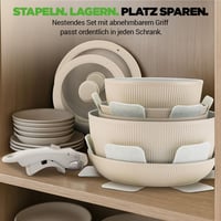 Set de vase ceramică NutriChef 18 piese, crem, cu mâner detașabil, inducție, antiaderent, stivuibil, rezistent la cuptor, pentru toate tipurile de plită 6