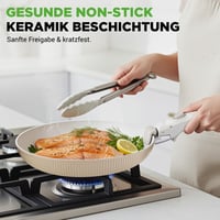 Set de vase ceramică NutriChef 18 piese, crem, cu mâner detașabil, inducție, antiaderent, stivuibil, rezistent la cuptor, pentru toate tipurile de plită 2