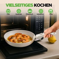 Set de vase ceramică NutriChef 18 piese, crem, cu mâner detașabil, inducție, antiaderent, stivuibil, rezistent la cuptor, pentru toate tipurile de plită 4