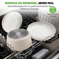 Set de vase ceramică NutriChef 18 piese, crem, cu mâner detașabil, inducție, antiaderent, stivuibil, rezistent la cuptor, pentru toate tipurile de plită 5