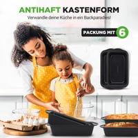 Sada 6 kusov foriem na pečenie chleba NutriChef – Prémiová súprava foriem z uhlíkovej ocele s nepriľnavým povrchom, 30,5x16x8,6 cm, vhodné do rúry do 230 °C, bez PFOA 2
