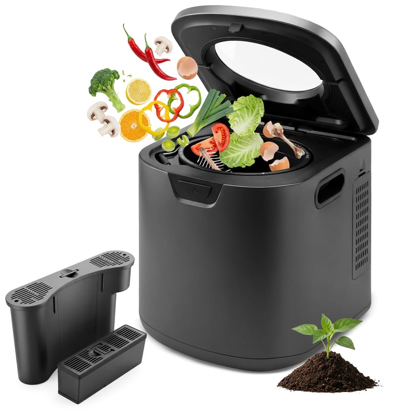 NutriChef električni kućni komposter 3,8 L – Pametni stolni komposter s 2 ugljena filtera, sustavom za uklanjanje neugodnih mirisa, 3 automatska načina rada, uk