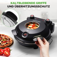 Elektrická pec na pizzu NutriChef s 30 cm kamennou doskou, 1200 W, do 426 °C, horný/spodný ohrev, regulácia teploty, vyberateľný tanier, s príslušenstvom, čierna 3
