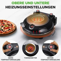 Elektrická pec na pizzu NutriChef s 30 cm kamennou doskou, 1200 W, do 426 °C, horný/spodný ohrev, regulácia teploty, vyberateľný tanier, s príslušenstvom, čierna 5