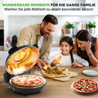 Elektrická pec na pizzu NutriChef s 30 cm kamennou doskou, 1200 W, do 426 °C, horný/spodný ohrev, regulácia teploty, vyberateľný tanier, s príslušenstvom, čierna 8